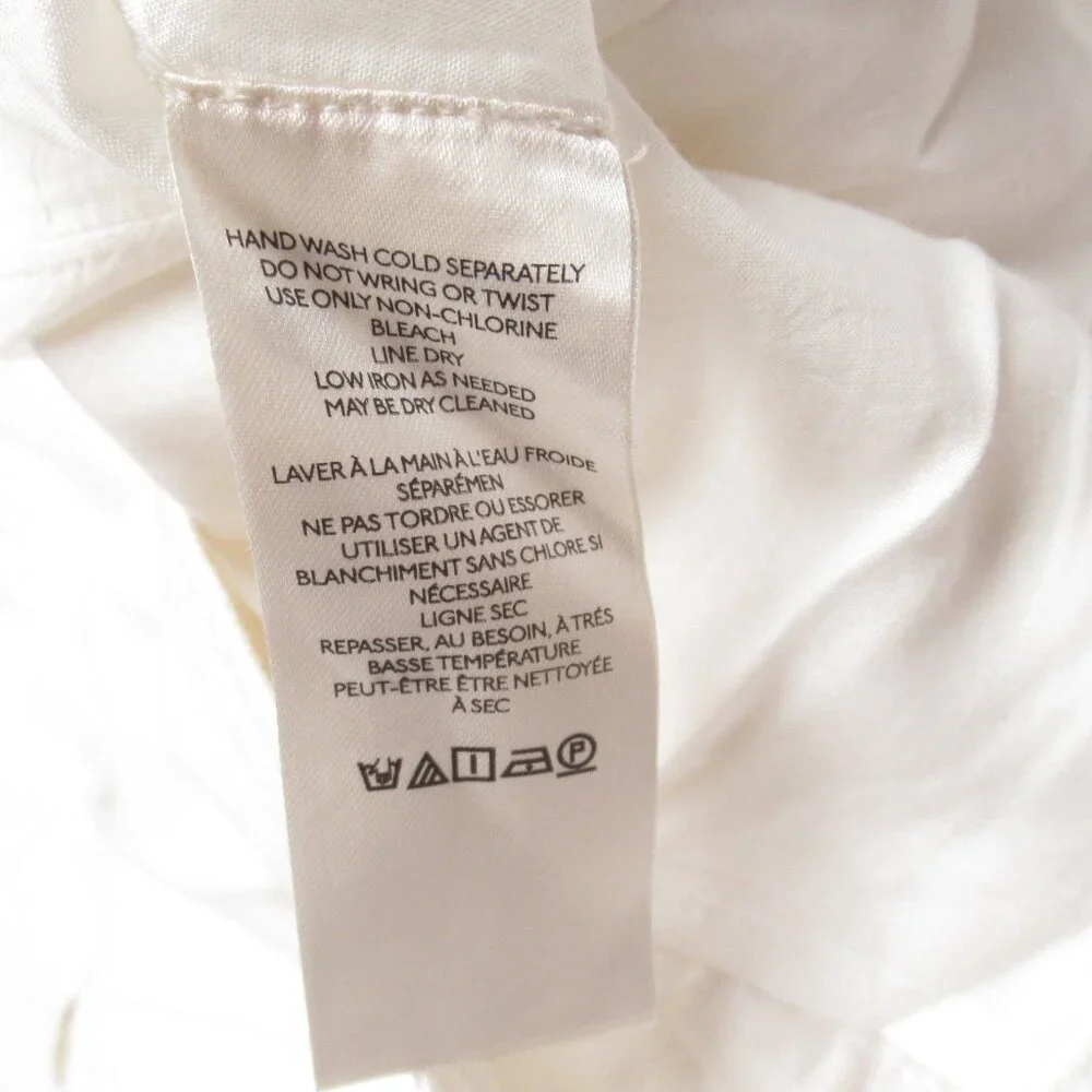 NWOT Anthropologie Pilcro Scoop-Neck Ruffle-Sleeve Buttondown Dress White Sz 10 - Picture 10 of 11